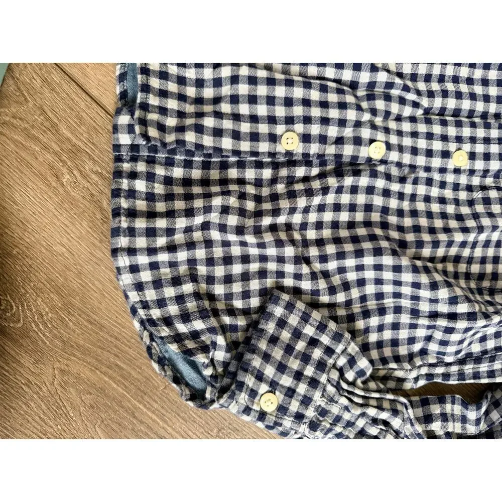 Gap Kids Lined Blue Gingham Long Sleeve Button-Down Shirt 6/7